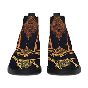 Spiritual Elephant Mandala Print Flat Ankle Boots