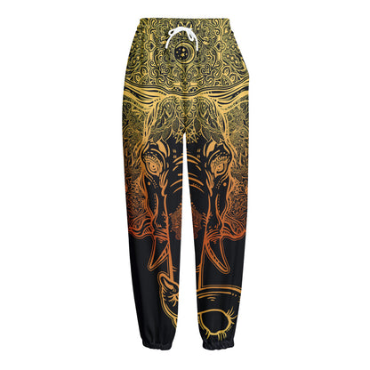 Spiritual Elephant Mandala Print Fleece Lined Knit Pants