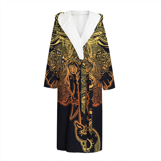 Spiritual Elephant Mandala Print Hooded Bathrobe