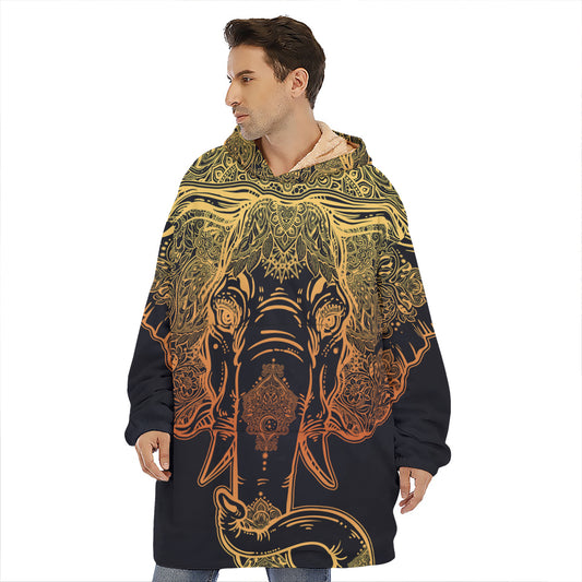 Spiritual Elephant Mandala Print Hoodie Blanket