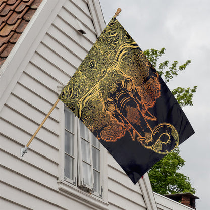 Spiritual Elephant Mandala Print House Flag