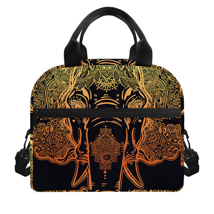 Spiritual Elephant Mandala Print Insulated Lunch Bag