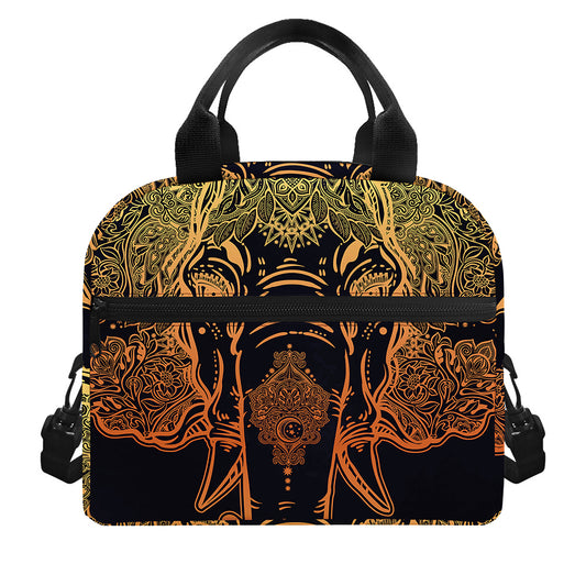 Spiritual Elephant Mandala Print Insulated Lunch Bag