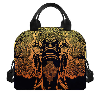 Spiritual Elephant Mandala Print Insulated Lunch Bag
