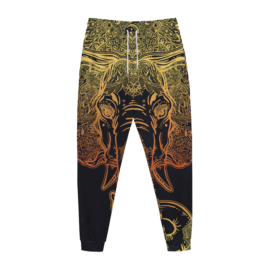 Spiritual Elephant Mandala Print Jogger Pants