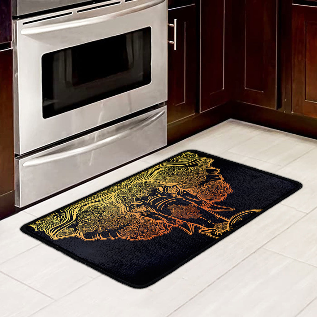Spiritual Elephant Mandala Print Kitchen Mat