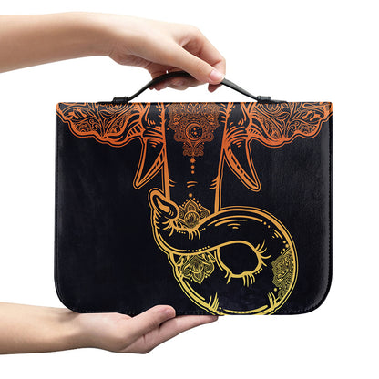 Spiritual Elephant Mandala Print Leather Bible Cover