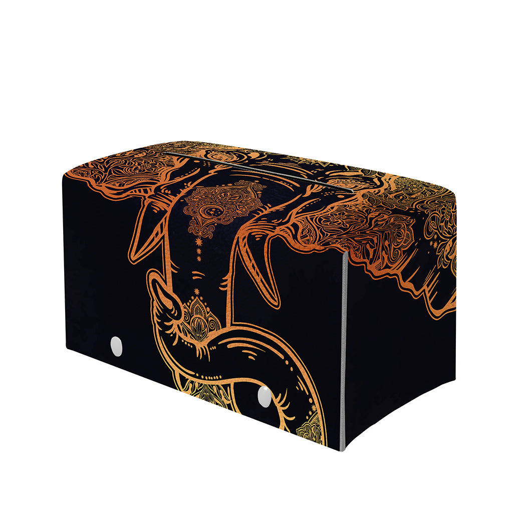 Spiritual Elephant Mandala Print Leather Tissue Box Cover