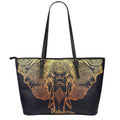 Spiritual Elephant Mandala Print Leather Tote Bag With Zipper