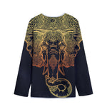 Spiritual Elephant Mandala Print Long Sleeve Short Coat