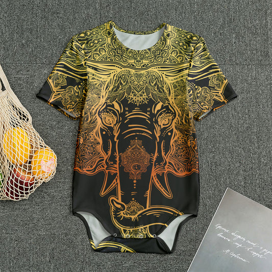 Spiritual Elephant Mandala Print Men's Bodysuit