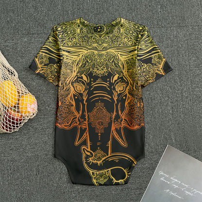 Spiritual Elephant Mandala Print Men's Bodysuit