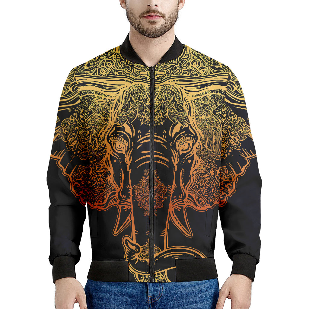 Spiritual Elephant Mandala Print Men's Bomber Jacket