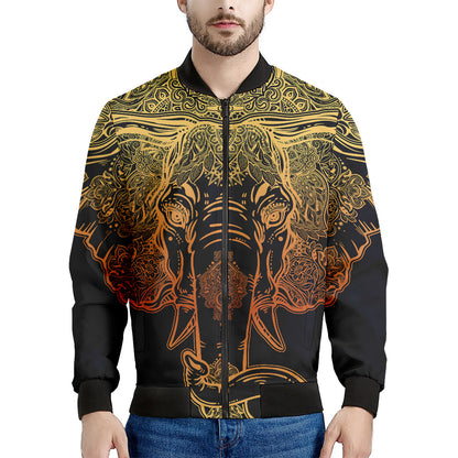 Spiritual Elephant Mandala Print Men's Bomber Jacket