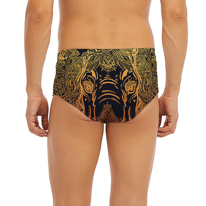Spiritual Elephant Mandala Print Men's Briefs