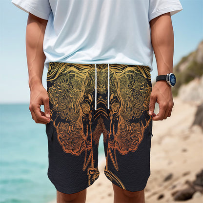 Spiritual Elephant Mandala Print Men's Cargo Shorts