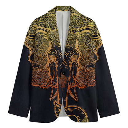 Spiritual Elephant Mandala Print Men's Cotton Blazer