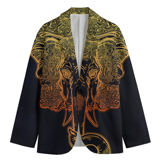 Spiritual Elephant Mandala Print Men's Cotton Blazer