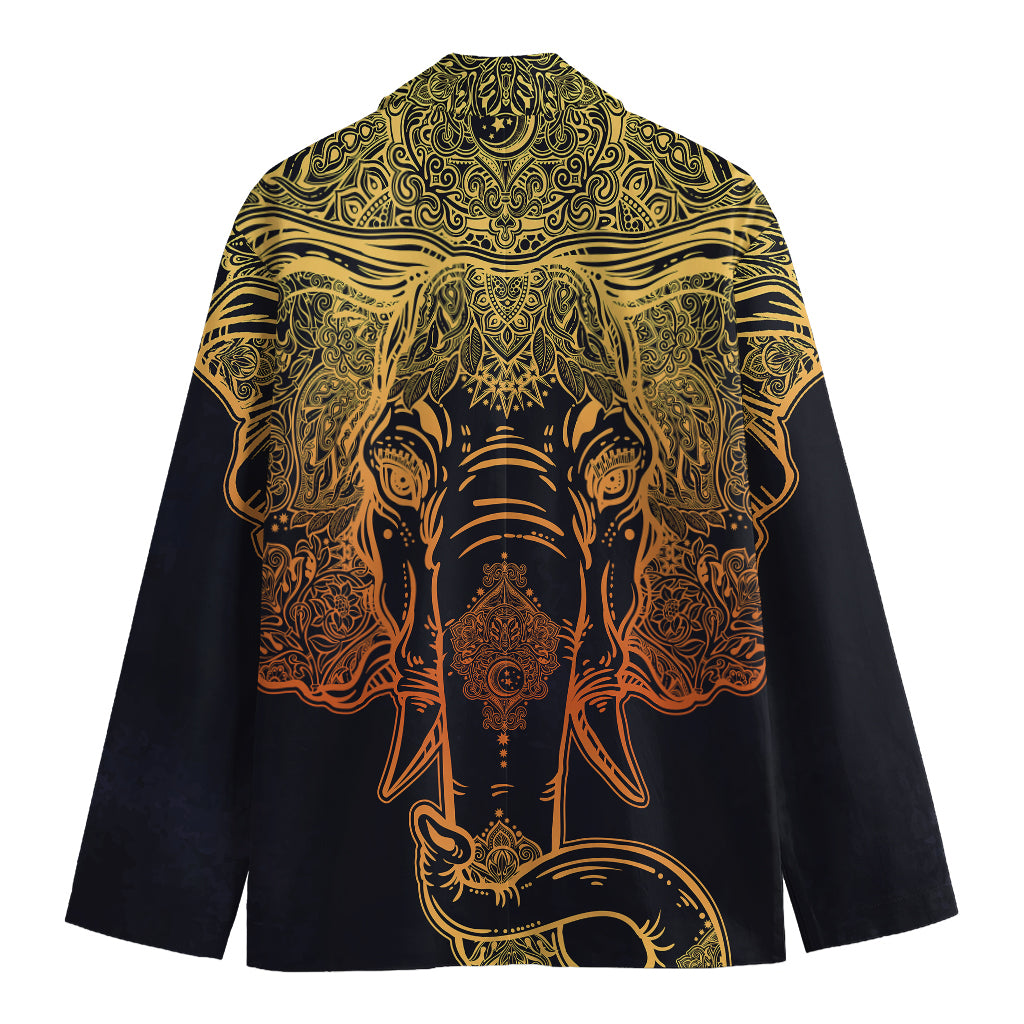 Spiritual Elephant Mandala Print Men's Cotton Blazer