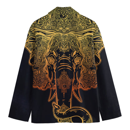 Spiritual Elephant Mandala Print Men's Cotton Blazer
