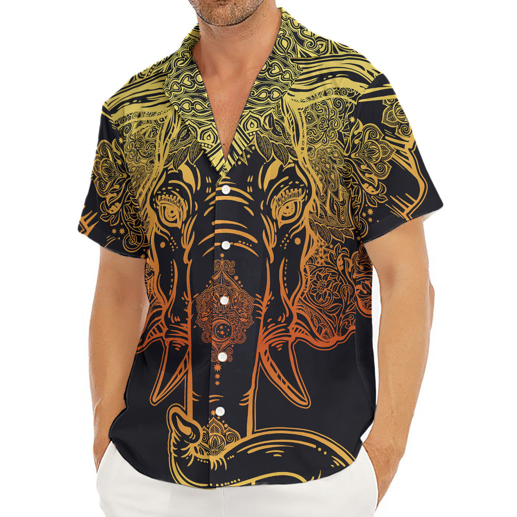 Spiritual Elephant Mandala Print Men's Deep V-Neck Shirt