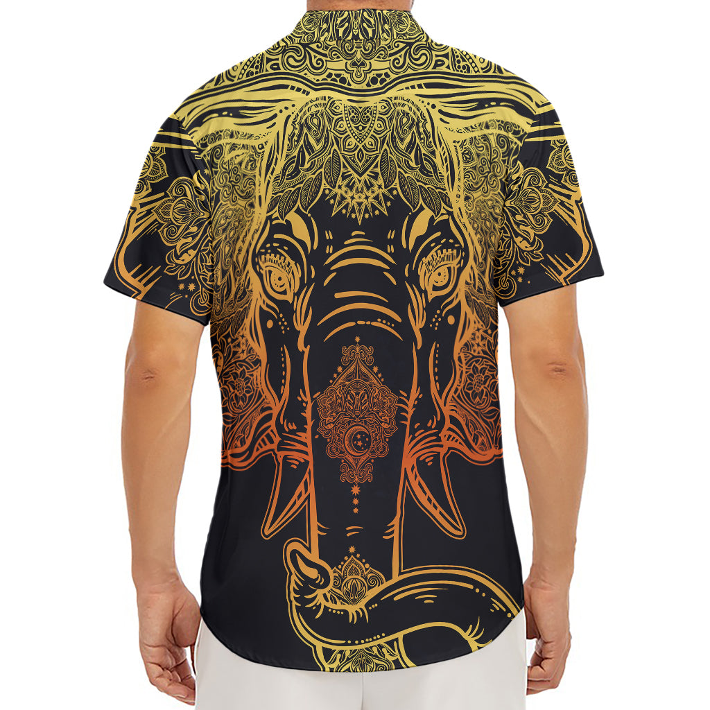 Spiritual Elephant Mandala Print Men's Deep V-Neck Shirt