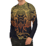 Spiritual Elephant Mandala Print Men's Long Sleeve Rash Guard