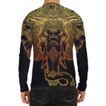 Spiritual Elephant Mandala Print Men's Long Sleeve Rash Guard
