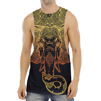 Spiritual Elephant Mandala Print Men's Muscle Tank Top