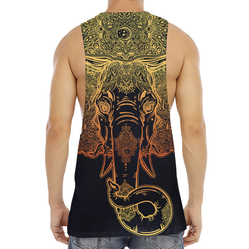 Spiritual Elephant Mandala Print Men's Muscle Tank Top