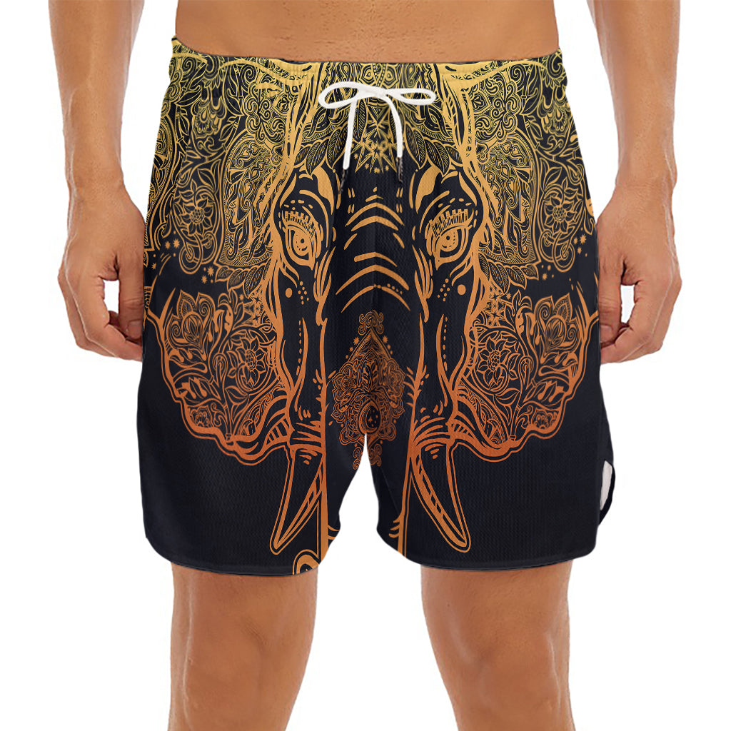 Spiritual Elephant Mandala Print Men's Split Running Shorts
