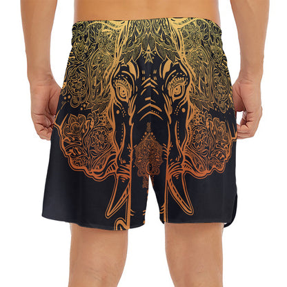 Spiritual Elephant Mandala Print Men's Split Running Shorts
