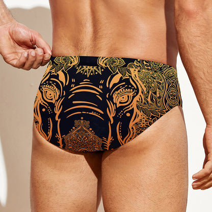 Spiritual Elephant Mandala Print Men's Swim Briefs