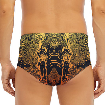 Spiritual Elephant Mandala Print Men's Triangle Swim Briefs