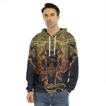Spiritual Elephant Mandala Print Men's Velvet Pullover Hoodie