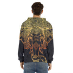 Spiritual Elephant Mandala Print Men's Velvet Pullover Hoodie