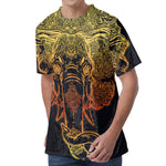 Spiritual Elephant Mandala Print Men's Velvet T-Shirt