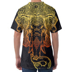 Spiritual Elephant Mandala Print Men's Velvet T-Shirt
