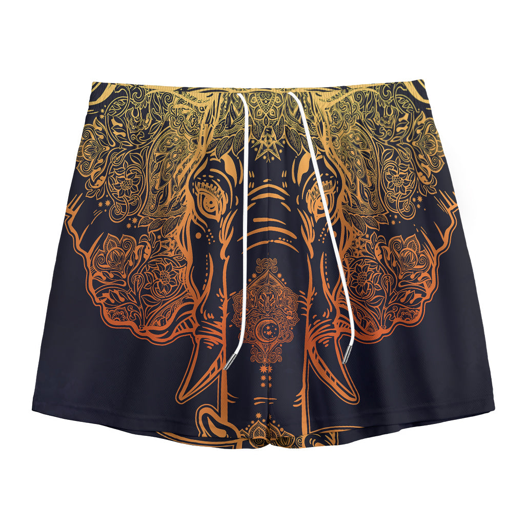 Spiritual Elephant Mandala Print Mesh Shorts