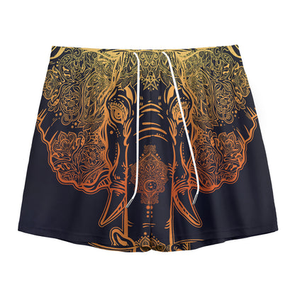 Spiritual Elephant Mandala Print Mesh Shorts