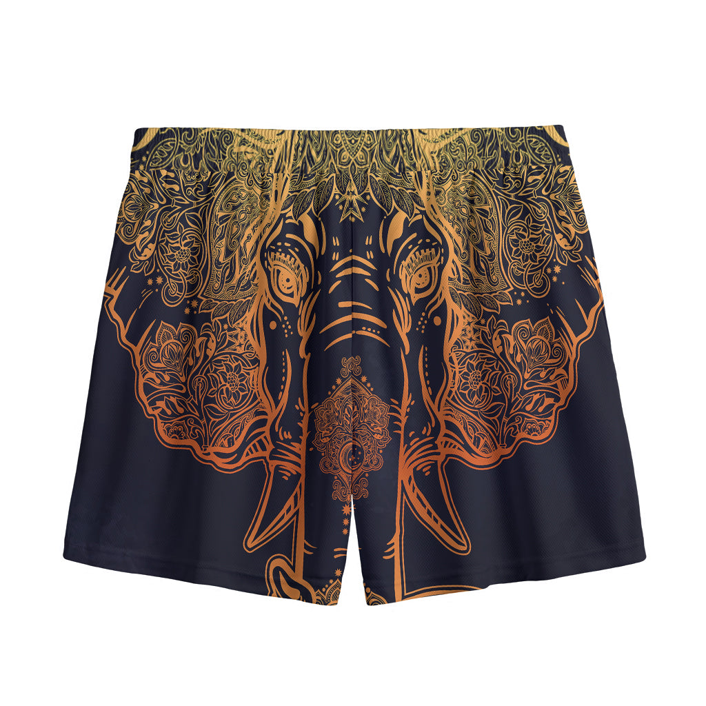 Spiritual Elephant Mandala Print Mesh Shorts