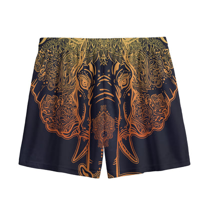 Spiritual Elephant Mandala Print Mesh Shorts