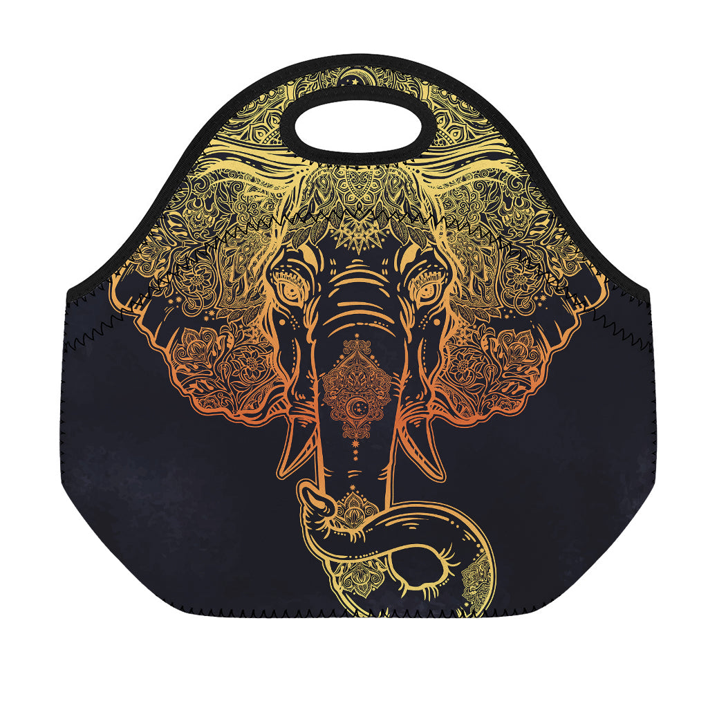 Spiritual Elephant Mandala Print Neoprene Lunch Bag
