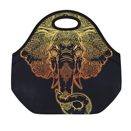 Spiritual Elephant Mandala Print Neoprene Lunch Bag