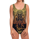 Spiritual Elephant Mandala Print One Piece Swimsuit