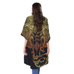 Spiritual Elephant Mandala Print Open Front Beach Cover Up