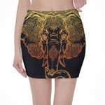Spiritual Elephant Mandala Print Pencil Mini Skirt