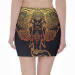 Spiritual Elephant Mandala Print Pencil Mini Skirt