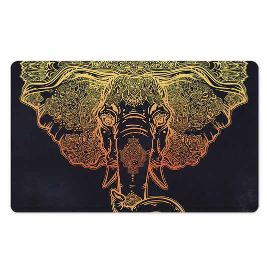 Spiritual Elephant Mandala Print Polyester Doormat
