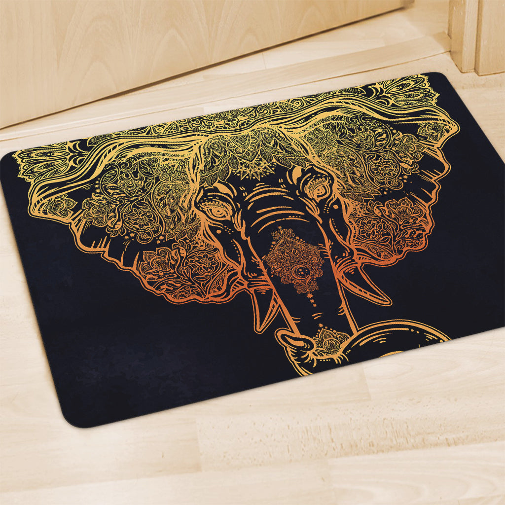 Spiritual Elephant Mandala Print Polyester Doormat